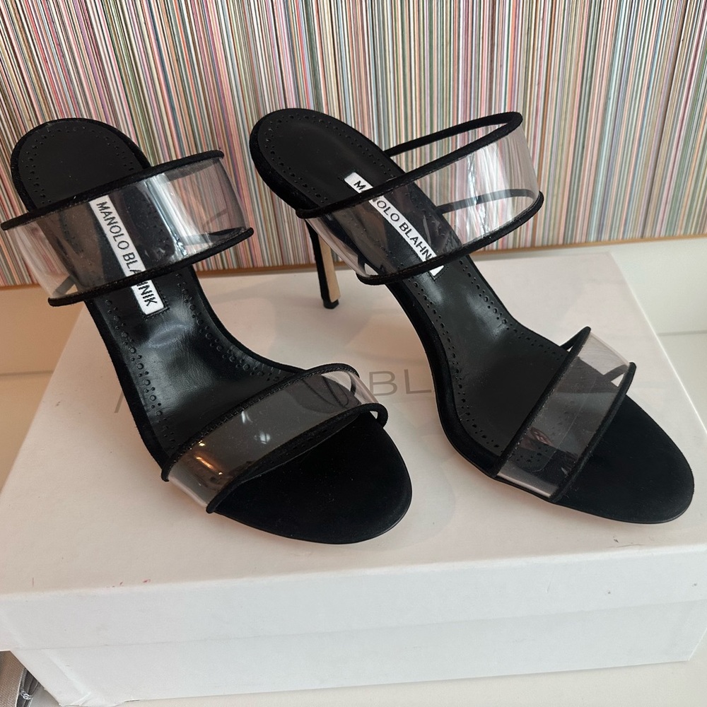 Manolo Blahnik Black Strappy sandal/Heels - BRAND NEW - In box w bag & papers!!